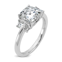 14kw 2 1/2ct Lab Grown Diamond VS+ F+ Cushion&1/2 Moon Comp Eng Ring