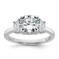 14kw 2 1/2ct Cert Lab Grown Dia VS+ F+ Cushion&1/2 Moon Comp Eng Ring