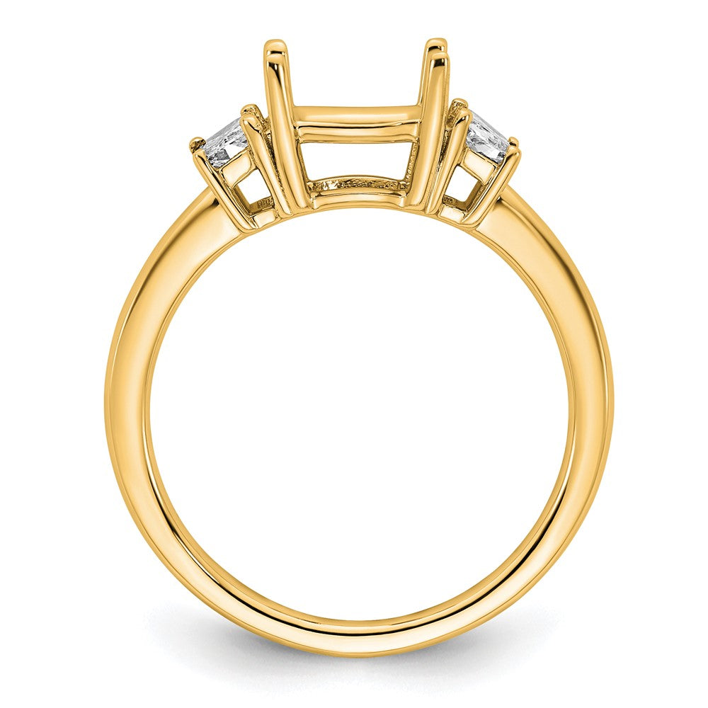 14k 1/2ct Lab Grown Diamond VS+ F+ 1/2 Moon 2ct Cushion Semi Eng Ring