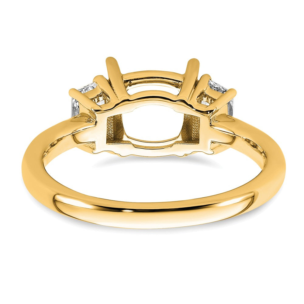 14k 1/2ct Lab Grown Diamond VS+ F+ 1/2 Moon 2ct Cushion Semi Eng Ring