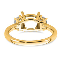 14k 1/2ct Lab Grown Diamond VS+ F+ 1/2 Moon 2ct Cushion Semi Eng Ring