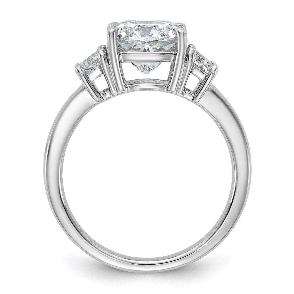 14kw 3 1/8ct Lab Grown Diamond VS+ F+ Cushion&1/2 Moon Comp Eng Ring