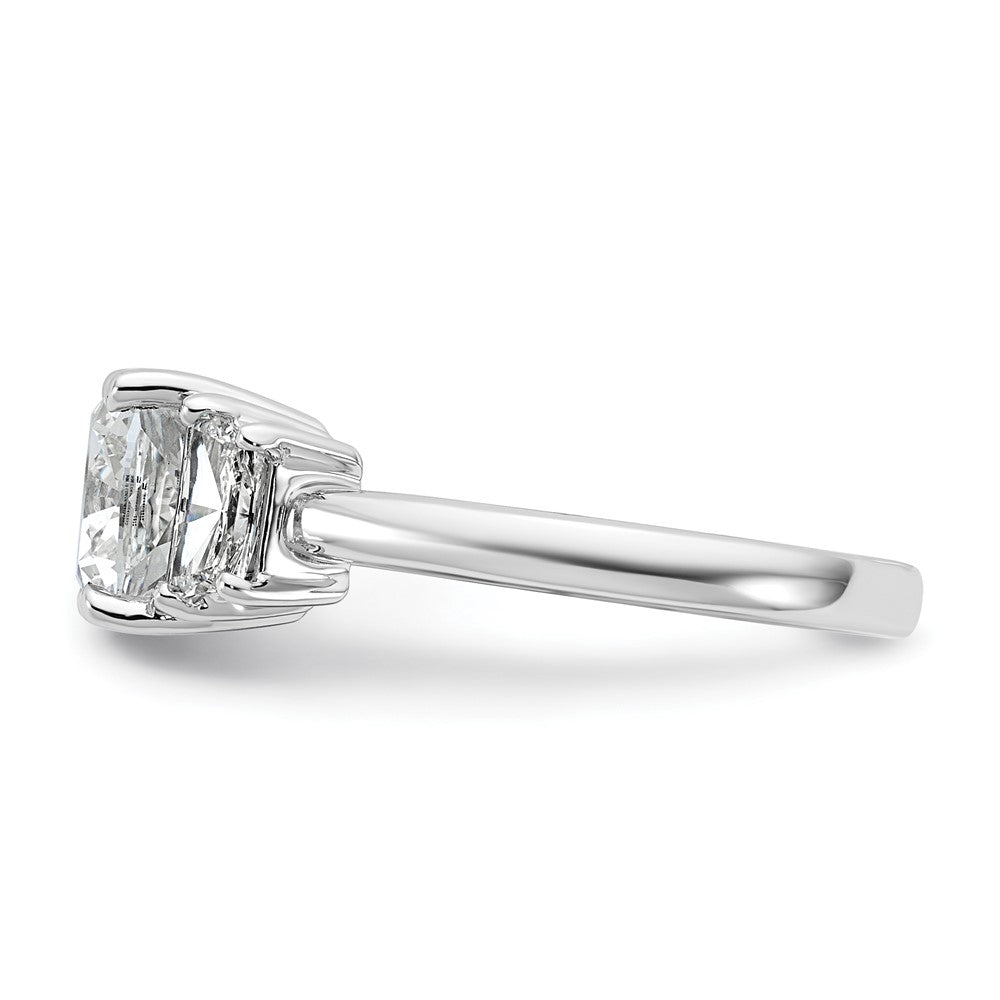 14kw 3 1/8ct Lab Grown Diamond VS+ F+ Cushion&1/2 Moon Comp Eng Ring