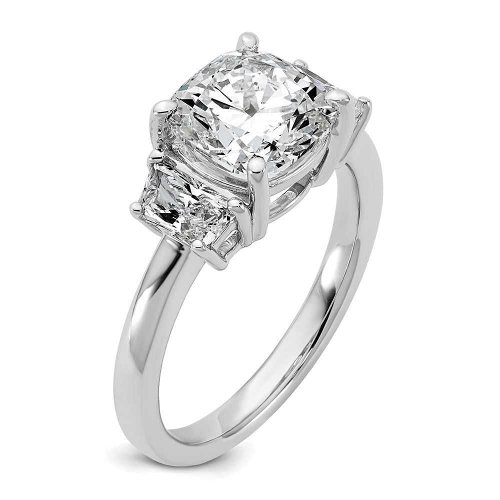 14kw 3 1/8ct Lab Grown Diamond VS+ F+ Cushion&1/2 Moon Comp Eng Ring