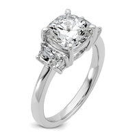 14kw 3 1/8ct Lab Grown Diamond VS+ F+ Cushion&1/2 Moon Comp Eng Ring