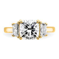 14k 3 1/8ct Cert Lab Grown Dia VS+ F+ Cushion&1/2 Moon Comp Eng Ring