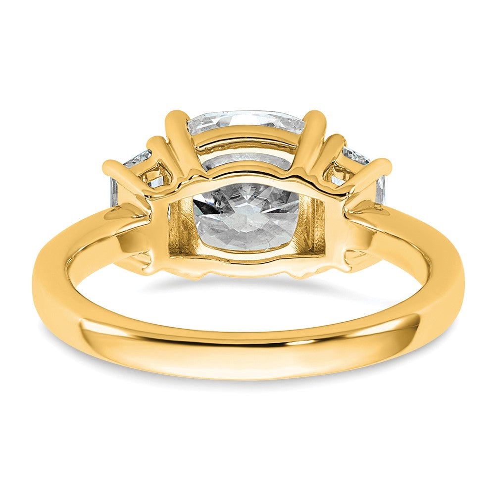 14k 3 1/8ct Cert Lab Grown Dia VS+ F+ Cushion&1/2 Moon Comp Eng Ring
