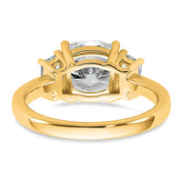 14k 3 1/8ct Cert Lab Grown Dia VS+ F+ Cushion&1/2 Moon Comp Eng Ring