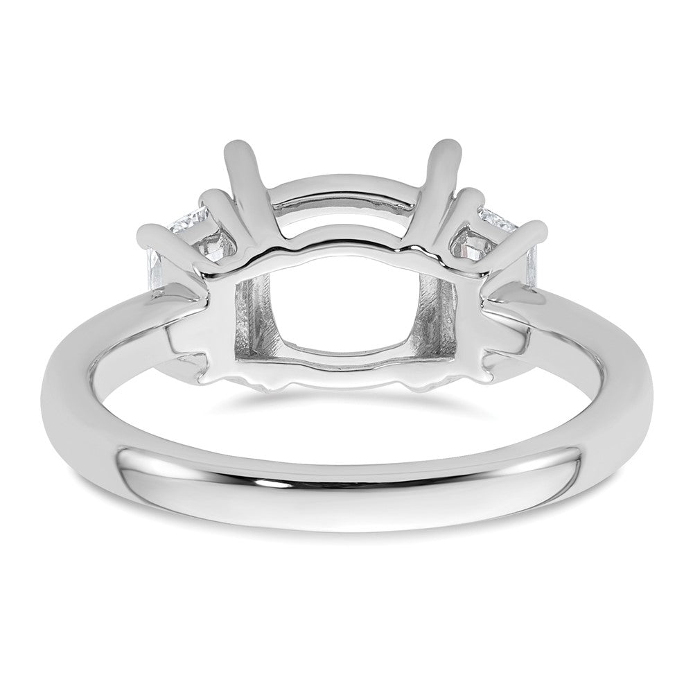 14kw 3/4ct Lab Grown Dia VS+ F+ 1/2 Moon 2 1/2ct Cushion Semi Eng Ring