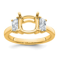14k 3/4ct Lab Grown Diamond VS+ F+ 1/2 Moon 2 1/2ct Cushion Semi Eng Ring