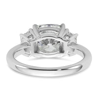 14kw 3 3/4ct Lab Grown Diamond VS+ F+ Cushion&1/2 Moon Comp Eng Ring
