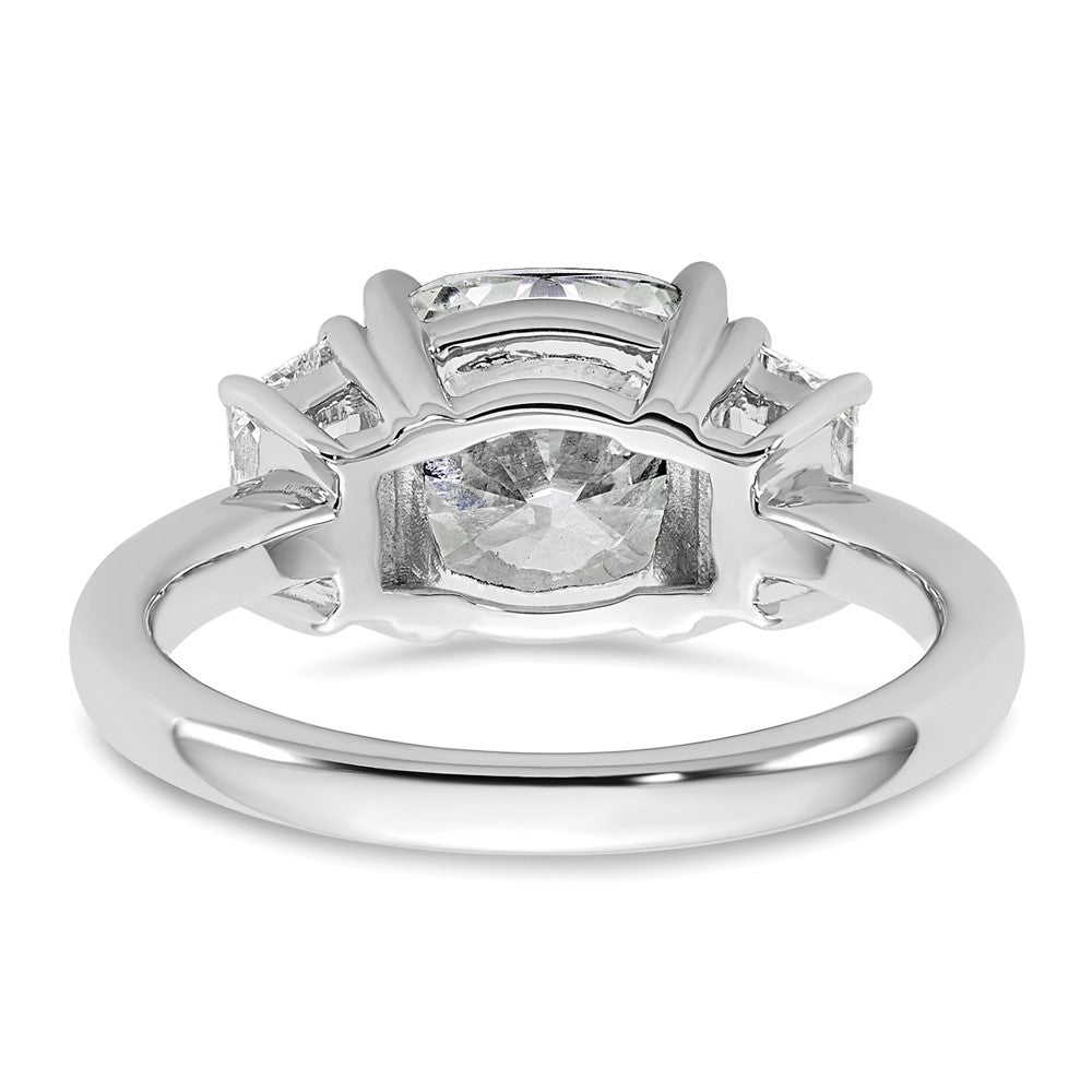 14kw 3 3/4ct Cert Lab Grown Dia VS+ F+ Cushion&1/2 Moon Comp Eng Ring