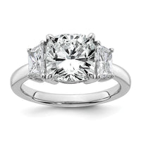 14kw 3 3/4ct Lab Grown Diamond VS+ F+ Cushion&1/2 Moon Comp Eng Ring