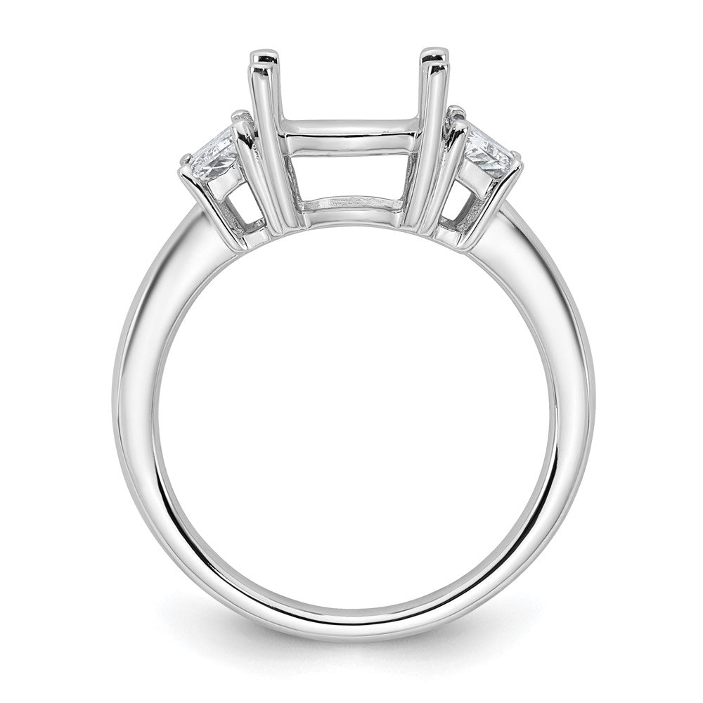 14kw  3/4ct Lab Grown Diamond VS+ F+ 1/2 Moon 3ct Cushion Semi Eng Ring