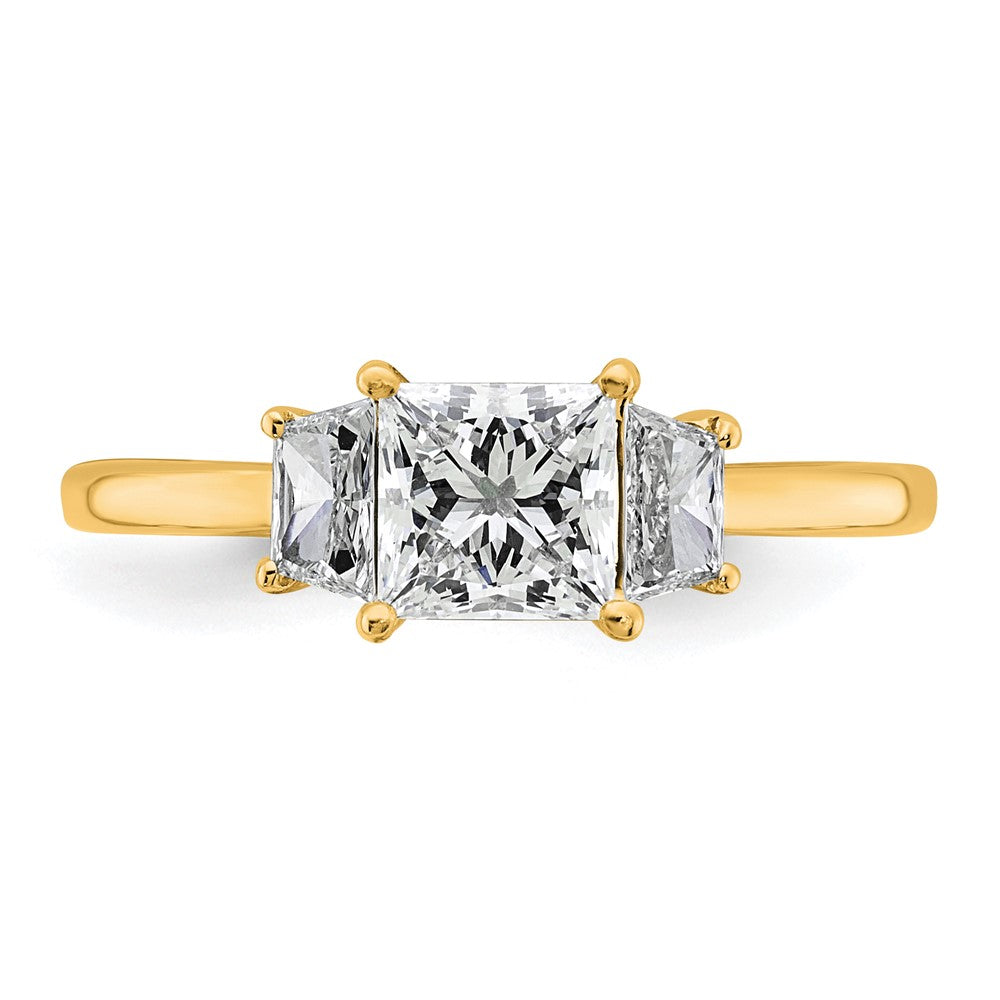 14k 1 3/8ct Cert Lab Grown Dia VS+ F+ Princess&Trapezoid Comp Eng Ring