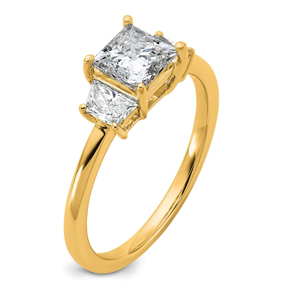 14k 1 3/8ct Cert Lab Grown Dia VS+ F+ Princess&Trapezoid Comp Eng Ring