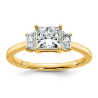14k 1 3/8ct Cert Lab Grown Dia VS+ F+ Princess&Trapezoid Comp Eng Ring