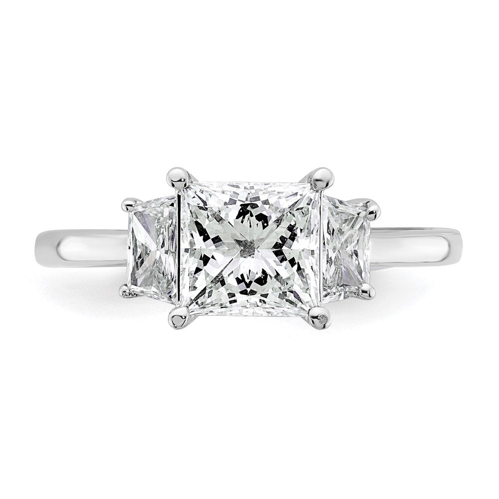 14kw 2ct Cert Lab Grown Dia VS+ F+ Princess&Trapezoid Comp Eng Ring