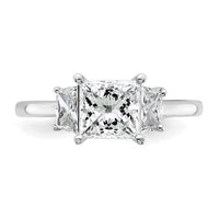 14kw 2ct Lab Grown Diamond VS+ F+ Princess&Trapezoid Comp Eng Ring