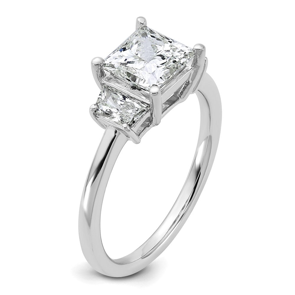 14kw 2ct Lab Grown Diamond VS+ F+ Princess&Trapezoid Comp Eng Ring