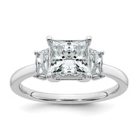 14kw 2ct Lab Grown Diamond VS+ F+ Princess&Trapezoid Comp Eng Ring