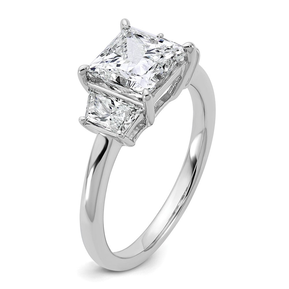 14kw 2 3/4ct Lab Grown Diamond VS+ F+ Princess&Trapezoid Comp Eng Ring