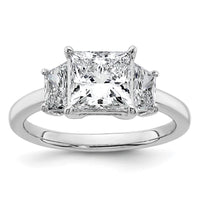 14kw 2 3/4ct Lab Grown Diamond VS+ F+ Princess&Trapezoid Comp Eng Ring