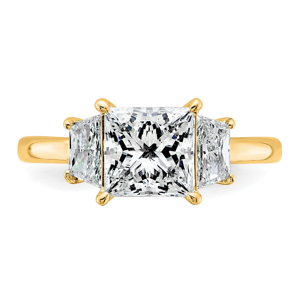 14k 2 3/4ct Cert Lab Grown Dia VS+ F+ Princess&Trapezoid Comp Eng Ring