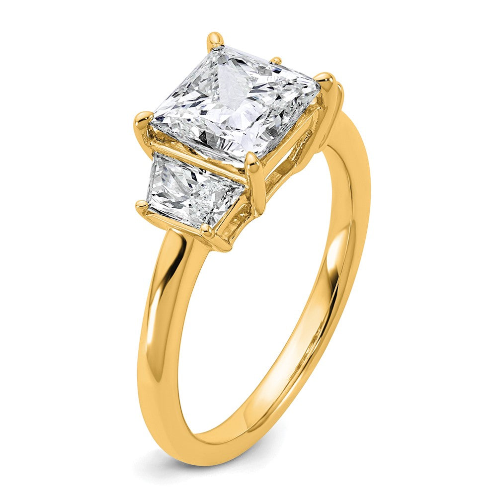 14k 2 3/4ct Cert Lab Grown Dia VS+ F+ Princess&Trapezoid Comp Eng Ring