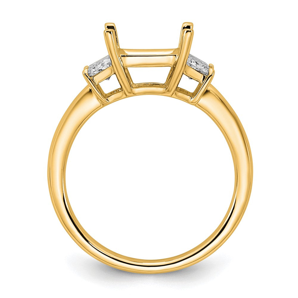 14k 3/4ct Lab Grown Diamond VS+ F+ Trapezoid 2ct Princess Semi Eng Ring