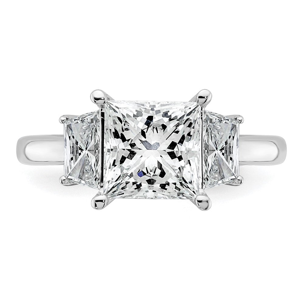 14kw 3 1/3ct Cert Lab Grown Dia VS+ F+ Princess&Trapezoid Comp Eng Ring