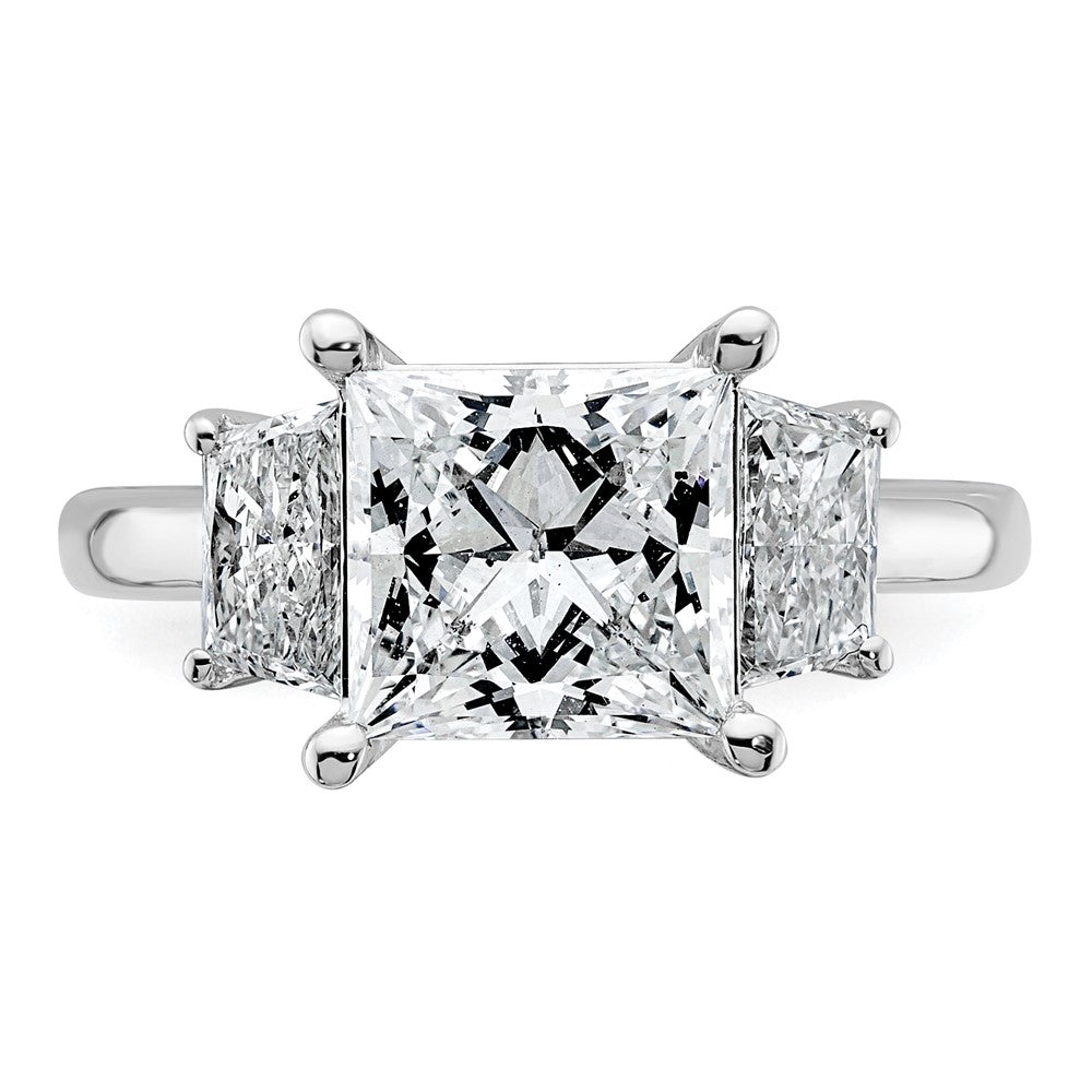 14kw 4ct Cert Lab Grown Dia VS+ F+ Princess&Trapezoid Comp Eng Ring