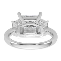 14kw 4ct Lab Grown Diamond VS+ F+ Princess&Trapezoid Comp Eng Ring