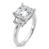 14kw 4ct Lab Grown Diamond VS+ F+ Princess&Trapezoid Comp Eng Ring