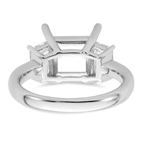 14kw 1ct Lab Grown Diamond VS+ F+ Trapezoid 3ct Princess Semi Eng Ring
