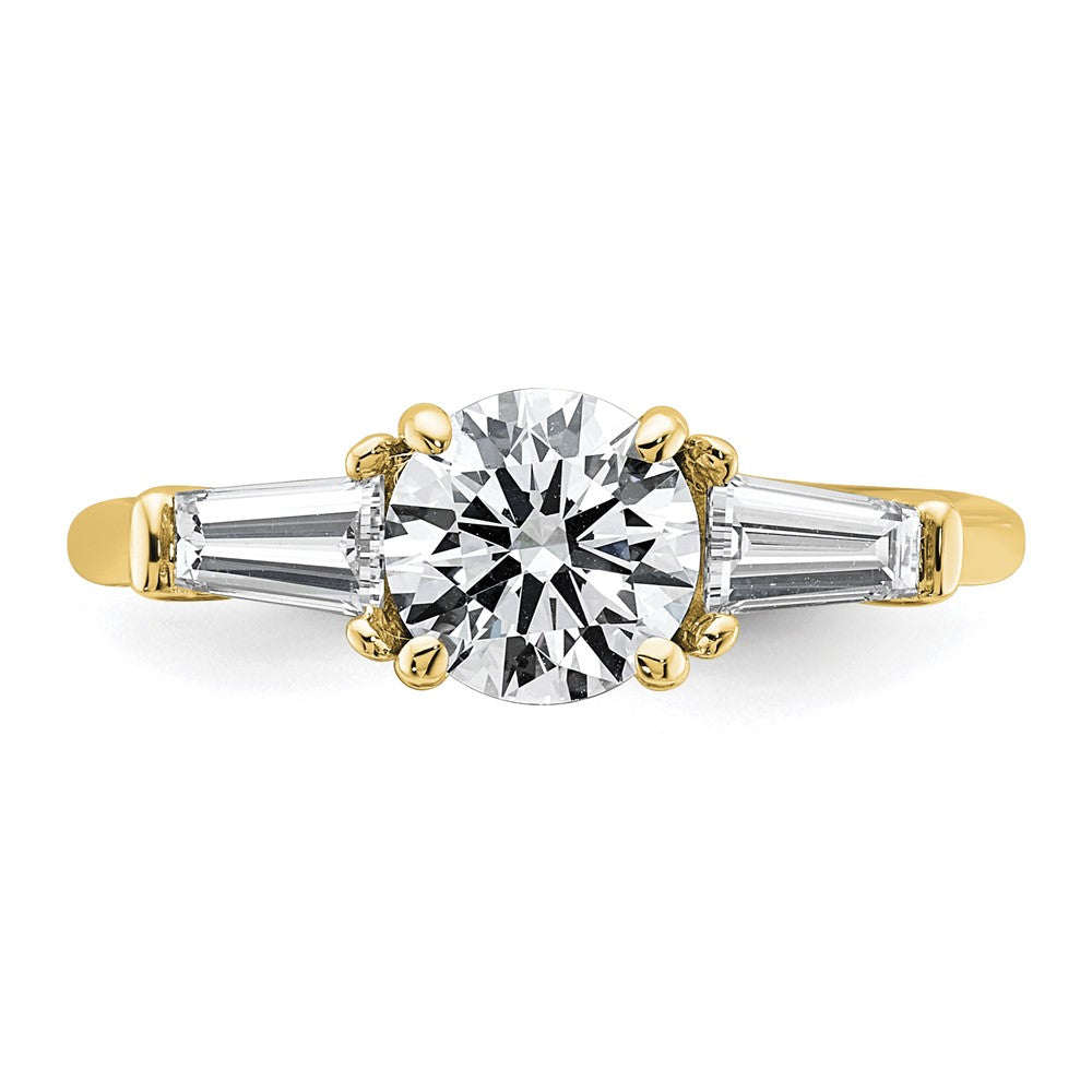 14k 1/2ct Lab Grown Dia VS+ F+ Baguette w/ Round Semi Eng Ring