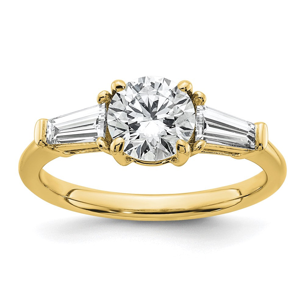 14k 1/2ct Lab Grown Dia VS+ F+ Baguette w/ Round Semi Eng Ring