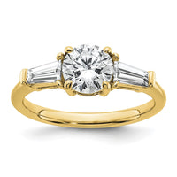 14k 1/2ct Lab Grown Dia VS+ F+ Baguette w/ Round Semi Eng Ring