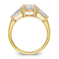 14k 2 1/5ct Lab Grown Dia VS+ F+&Baguette Comp 3 Stone Eng Ring