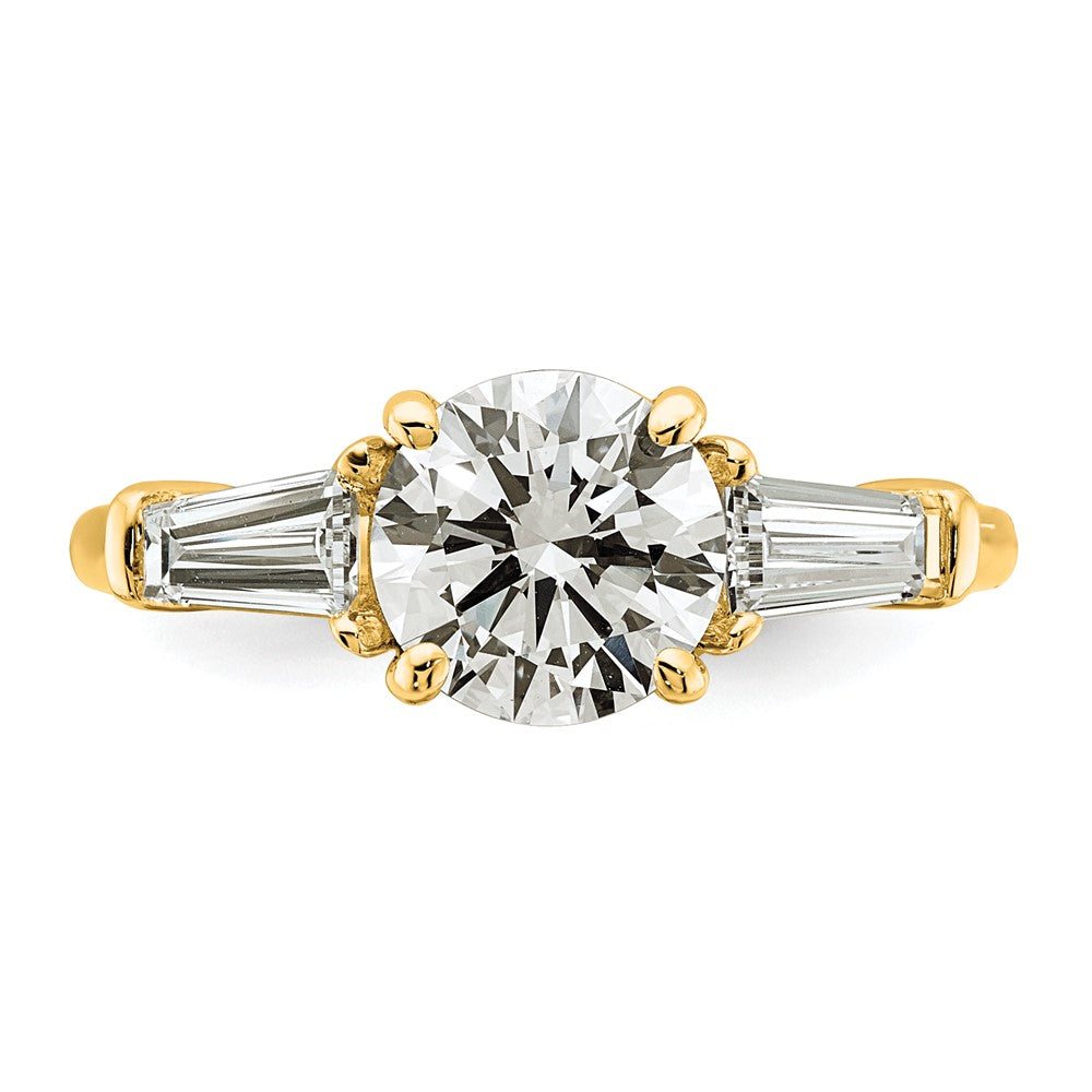 14k 2 1/5ct Lab Grown Dia VS+ F+&Baguette Comp 3 Stone Eng Ring