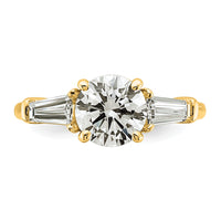 14k 2 1/5ct Lab Grown Dia VS+ F+&Baguette Comp 3 Stone Eng Ring