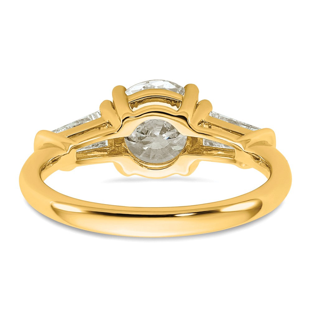 14k 2 1/5ct Lab Grown Dia VS+ F+&Baguette Comp 3 Stone Eng Ring