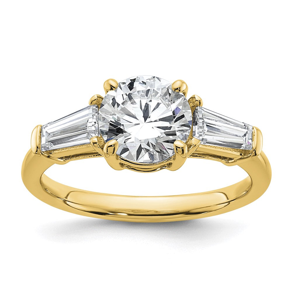 14k 2 1/5ct Lab Grown Dia VS+ F+&Baguette Comp 3 Stone Eng Ring