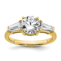 14k 2 1/5ct Lab Grown Dia VS+ F+&Baguette Comp 3 Stone Eng Ring
