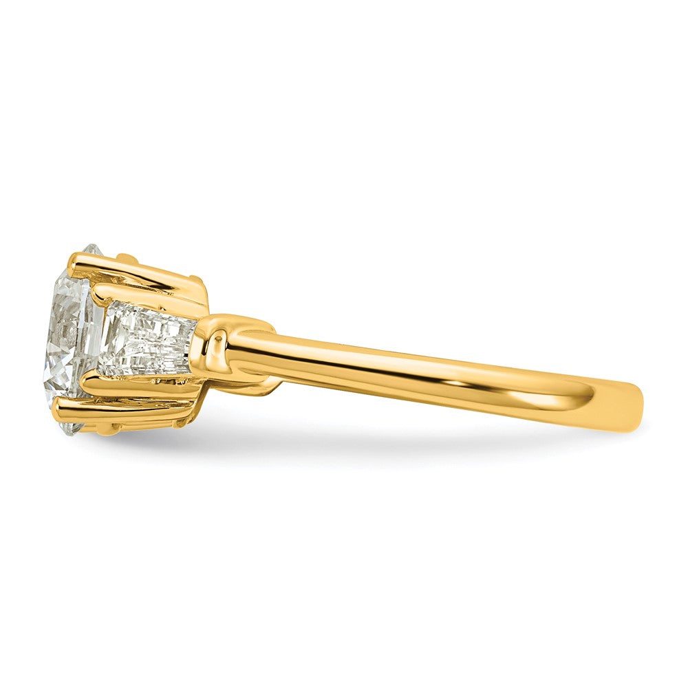 14k 3ct Cert Lab Grown Dia VS+ F+&Baguette Comp 3 Stone Eng Ring