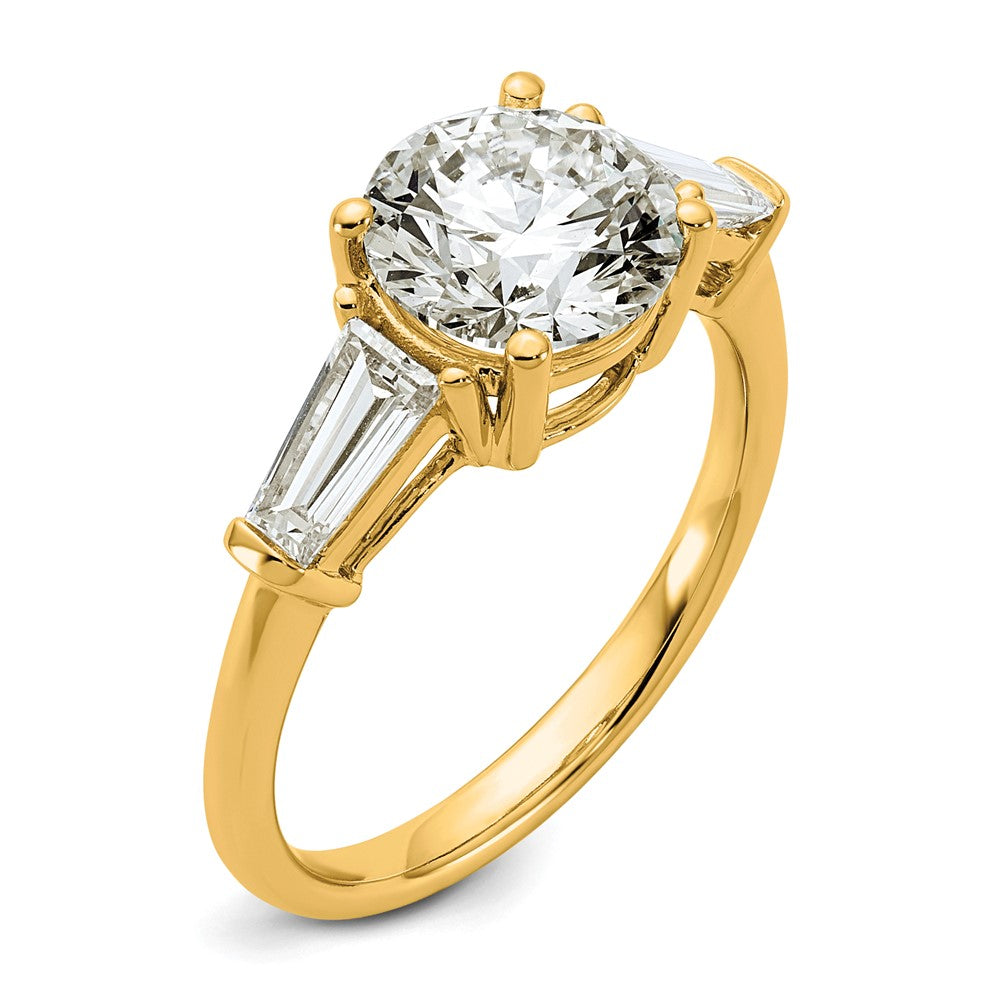 14k 3ct Cert Lab Grown Dia VS+ F+&Baguette Comp 3 Stone Eng Ring