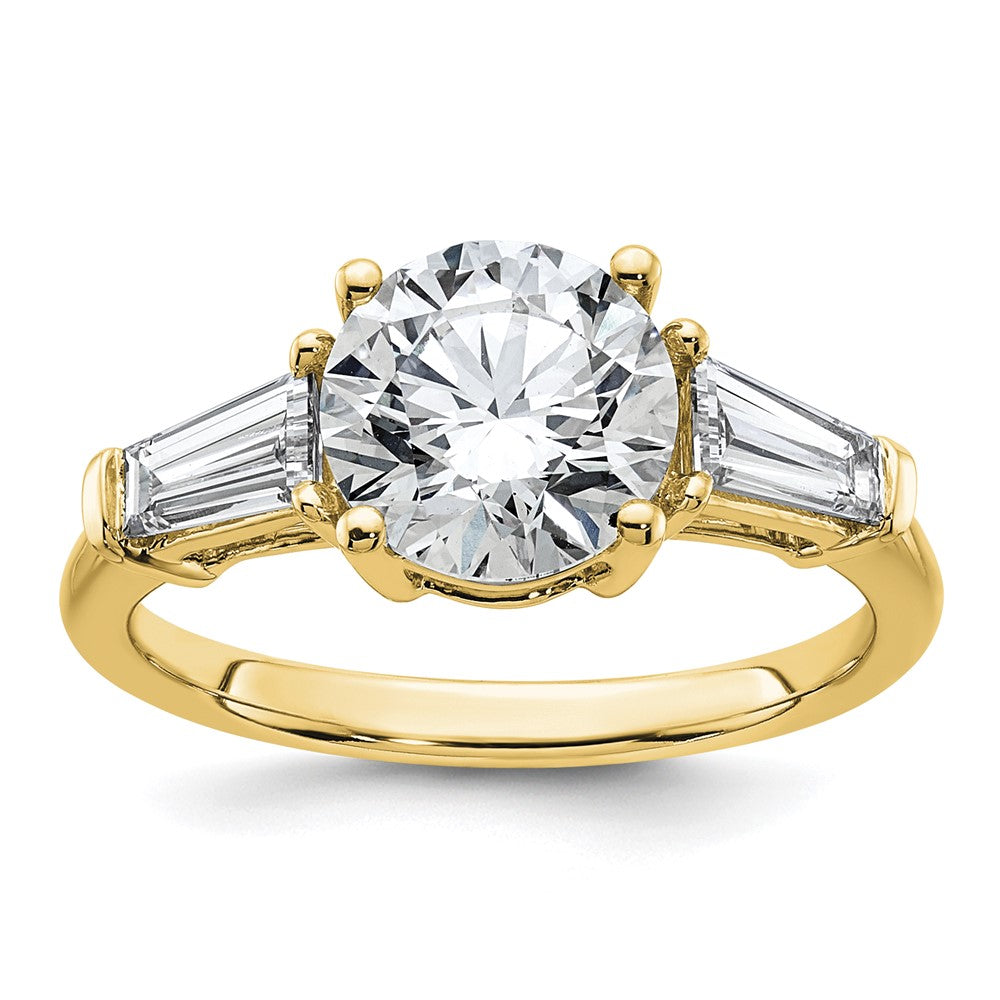 14k 3ct Cert Lab Grown Dia VS+ F+&Baguette Comp 3 Stone Eng Ring