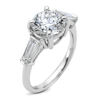 14kw 3 3/4ct Cert Lab Grown Dia VS+ F+&Baguette Comp 3 Stone Eng Ring