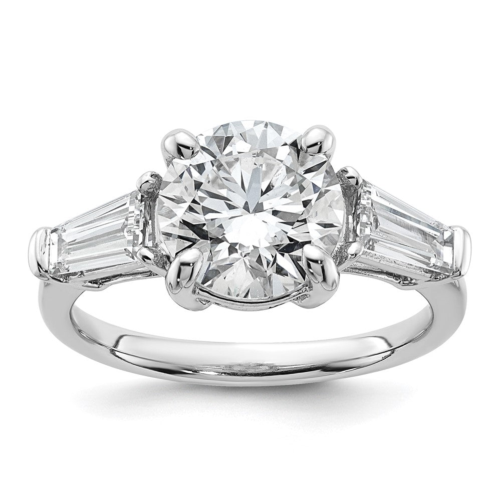 14kw 3 3/4ct Cert Lab Grown Dia VS+ F+&Baguette Comp 3 Stone Eng Ring