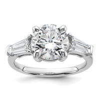 14kw 3 3/4ct Cert Lab Grown Dia VS+ F+&Baguette Comp 3 Stone Eng Ring